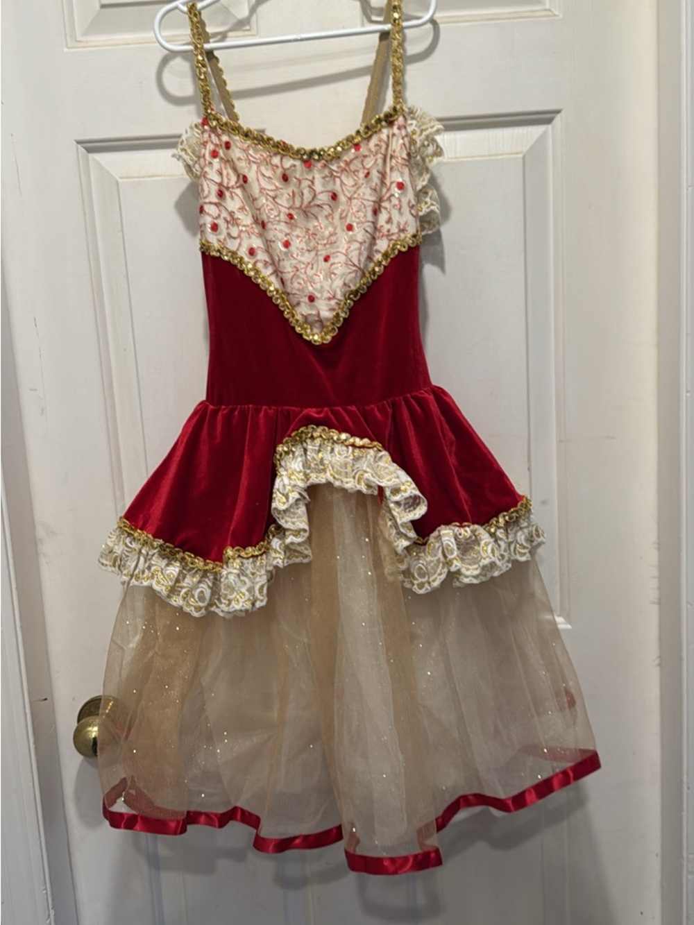 Red and Gold Girls' Dance Costume Dress